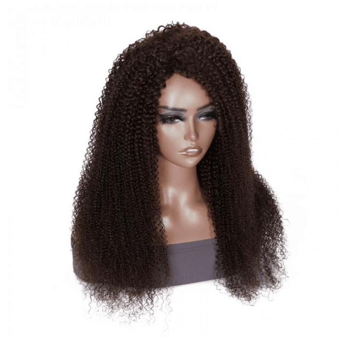 Incolorwig Kinky Curly Glueless Wigs Full Color Human Hair Wigs 150% Density Color #2