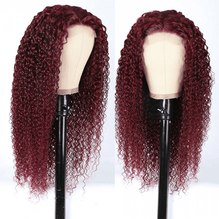 Incolorwig Friday  Flash Sale 16 Inch 3 Lots ONLY 99J Burgundy Lace Part Wig Colored Curly Wig