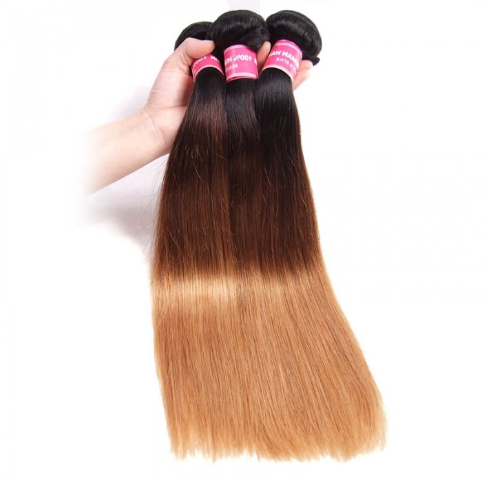 Incolorwig Novel Brazilian Virgin Straight Hair Weave  #T1B427 Ombre Human Hair Weave 3 Bundles