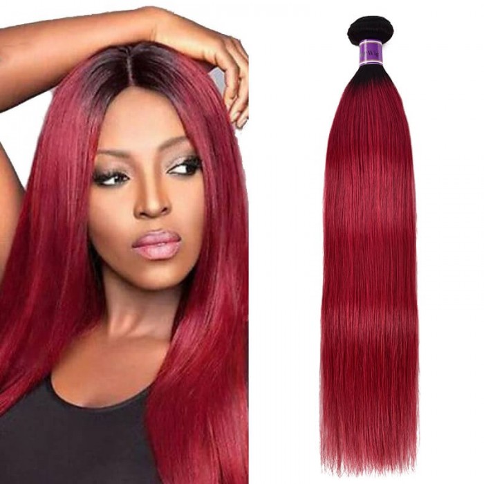 Incolorwig Brazilian Human Straight Hair Weave #TB Burgundy Remy Hair 1 Bundle Deals