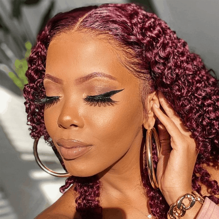 Incolorwig Friday  Flash Sale 16 Inch 3 Lots ONLY 99J Burgundy Lace Part Wig Colored Curly Wig