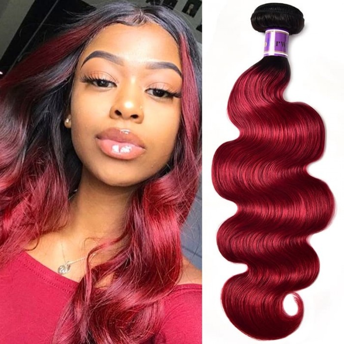 Incolorwig Remy Human Hair Weave #TB Burgundy Body Wave Hair Bundles 1 Bundle Deals