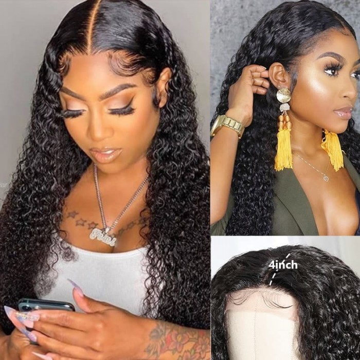 Incolorwig Hot Sale Jerry Curly Wigs Hairline Lace Part Wigs 150% Density 13*4 Lace Front Thick Human Hair Afro Curly Wigs