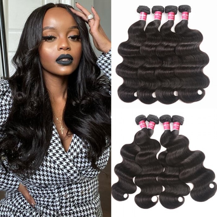 Incolorwig Brazilian Body Wave 4 Bundles Unprocessed Remy Hair Weave For Sale