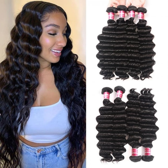Incolorwig Loose deep Wave 100% Virgin Human Hair Weave 4 Bundles In Stock