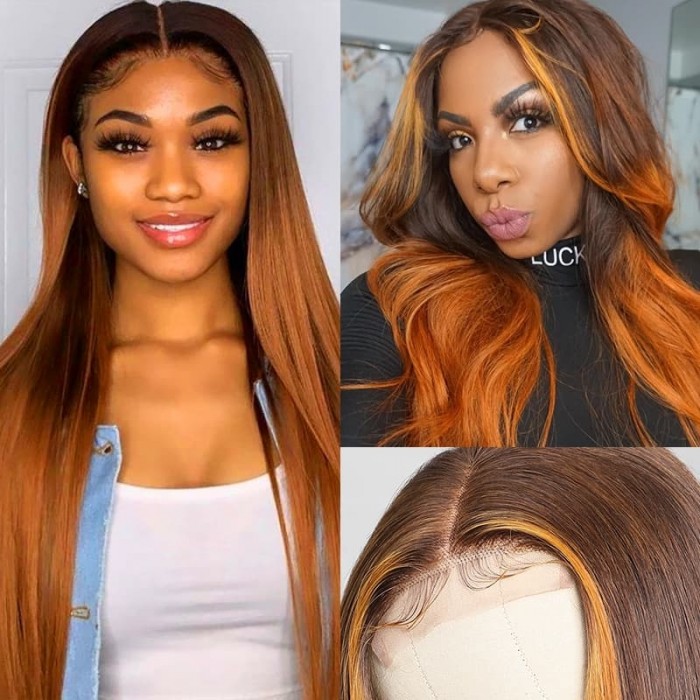 Incolorwig LT4/30# Color Wigs 150% Density Straight Wigs 4*0.75 Hairline Lace Part Wig