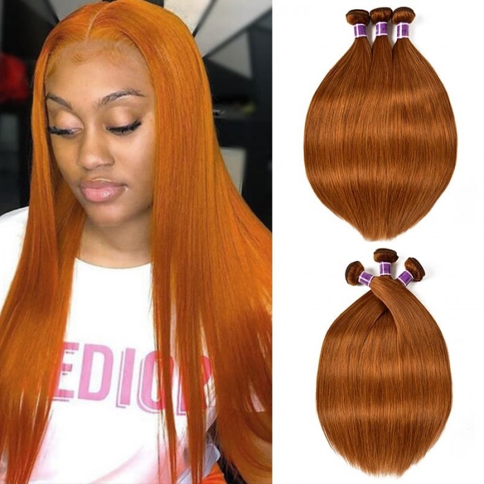 Incolorwig Pre-colored New Style #30 Pure Color Brazlian Straight Human Hair Weave 3 Bundles