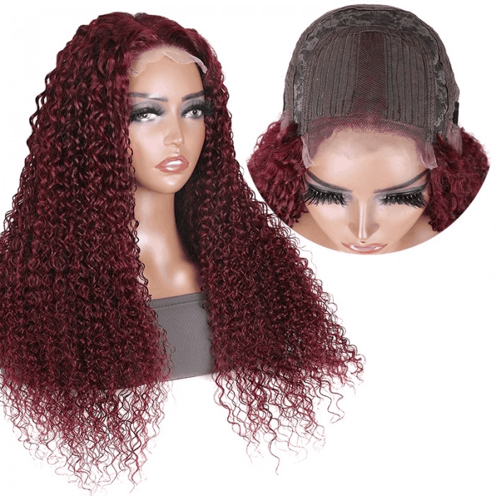 Incolorwig Friday  Flash Sale 16 Inch 3 Lots ONLY 99J Burgundy Lace Part Wig Colored Curly Wig
