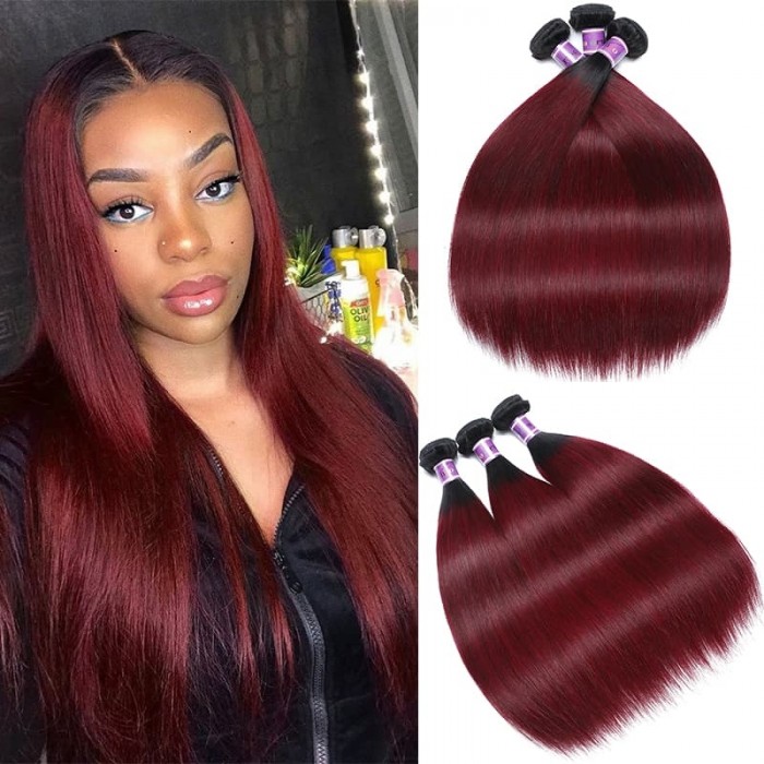 Incolorwig Virgin Brazilian 3 Bundles Human Hair New Pre-Colored  #TB99J Straight Remy Human Hair Weave
