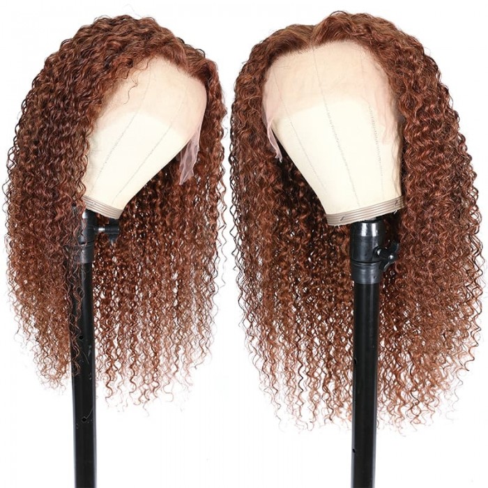 Incolorwig #30 Ginger Color 13*4 Lace Front Wig Human Hair Jerry Curly Wig Pre Plucked Natural Hairline