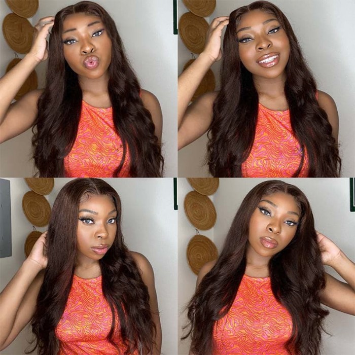 Incolorwig Virgin #2 Dark Brown Brazilian Body Wave 4 Bundles Human Hair Weave