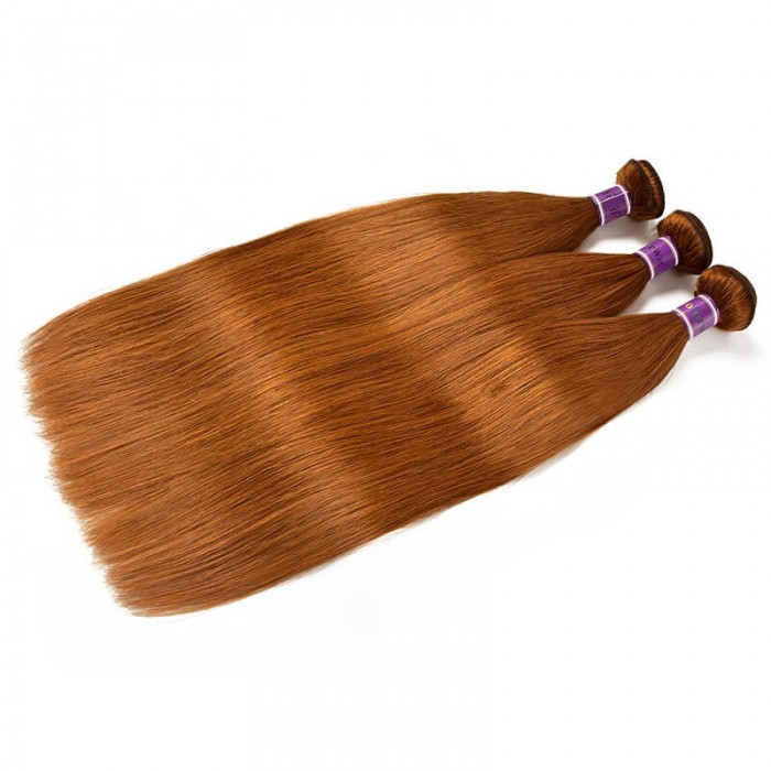 Incolorwig Pre-colored New Style #30 Pure Color Brazlian Straight Human Hair Weave 3 Bundles