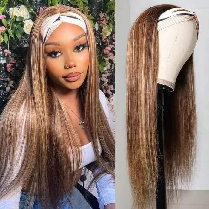 Incolorwig Popular Highlight Headband Wigs Straight Hair 100% Virgin Human Hair Wigs TL412 Straight Hair Wigs