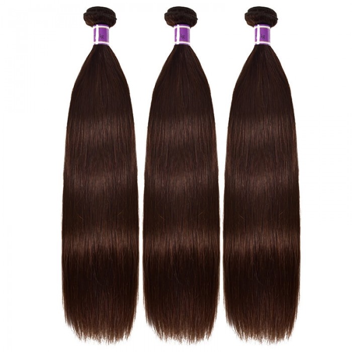 Incolorwig Brazilian 3 Bundles Virgin Human Hair  #2 Dark Brown High Quality Straight Weave