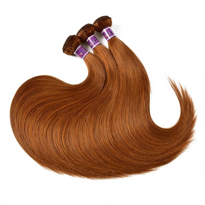 Incolorwig Pre-colored New Style #30 Pure Color Brazlian Straight Human Hair Weave 3 Bundles