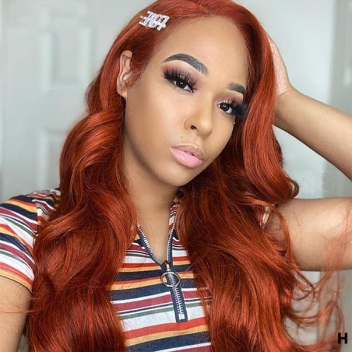 Incolorwig 100% Peruvian Human Hair Pre-colored #350 Color Ginger Weave Body Wave 4 Bundles Weave