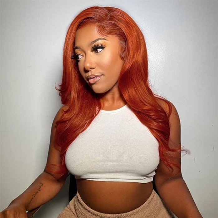 Incolorwig High Quality Ginger Color Peruvian Hair 3 Bundles #350 Ginger Straight Human Hair Weave