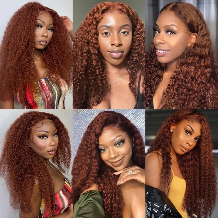Incolorwig #30 Ginger Color 13*4 Lace Front Wig Human Hair Jerry Curly Wig Pre Plucked Natural Hairline