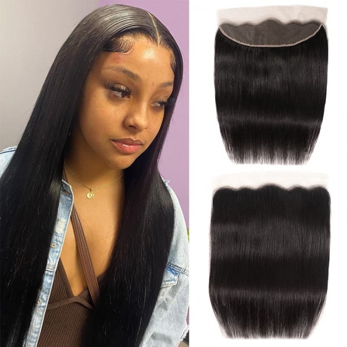 Incolorwig 100% Virgin Human Hair Straight Hair 3 Bundles With 13x4 Lace Frontal Closure