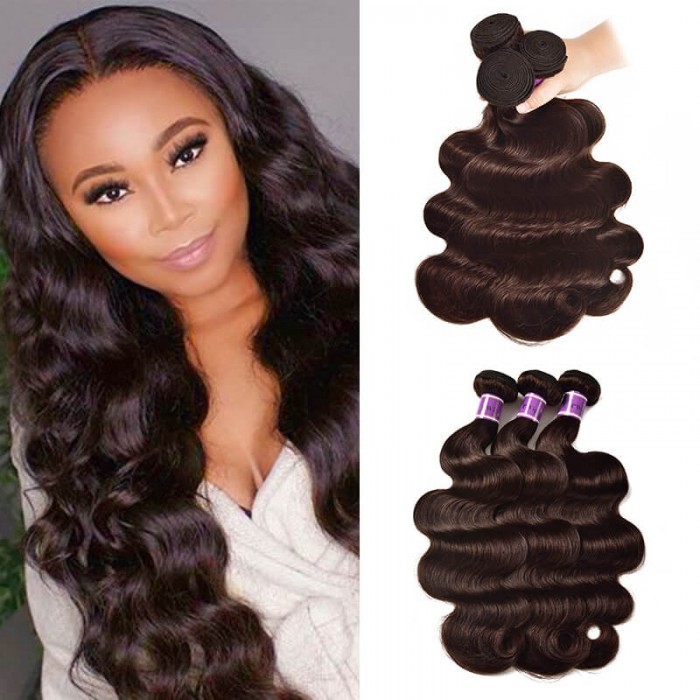 Incolorwig #2 Dark Brown Attractive 3 Bundles Body Wave Peruvian Human Hair Weave