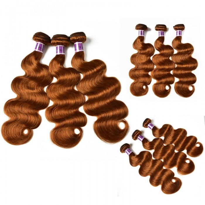 Incolorwig #30 Pure Color Body Wave 3 Bundles  Peruvian Virgin Human Hair Weave