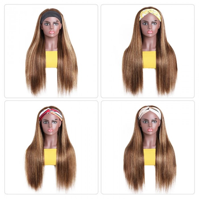 Incolorwig Popular Highlight Headband Wigs Straight Hair 100% Virgin Human Hair Wigs TL412 Straight Hair Wigs