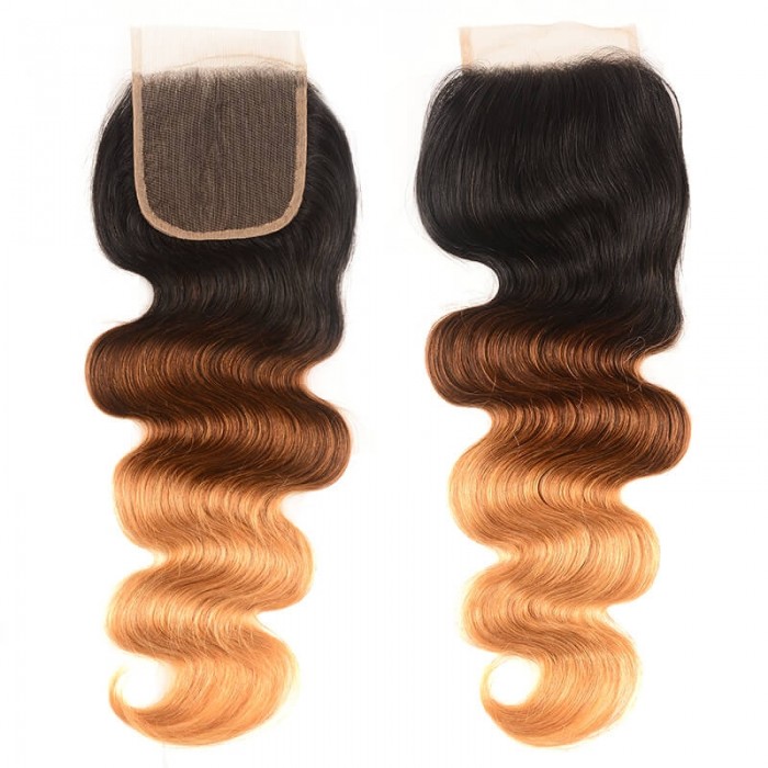 Incolorwig Brazilian 4 Bundles Hair With 4*4 Free Part Lace Closure New Arrival #T1B427 Ombre Color Body Wave Hair Combinaiton