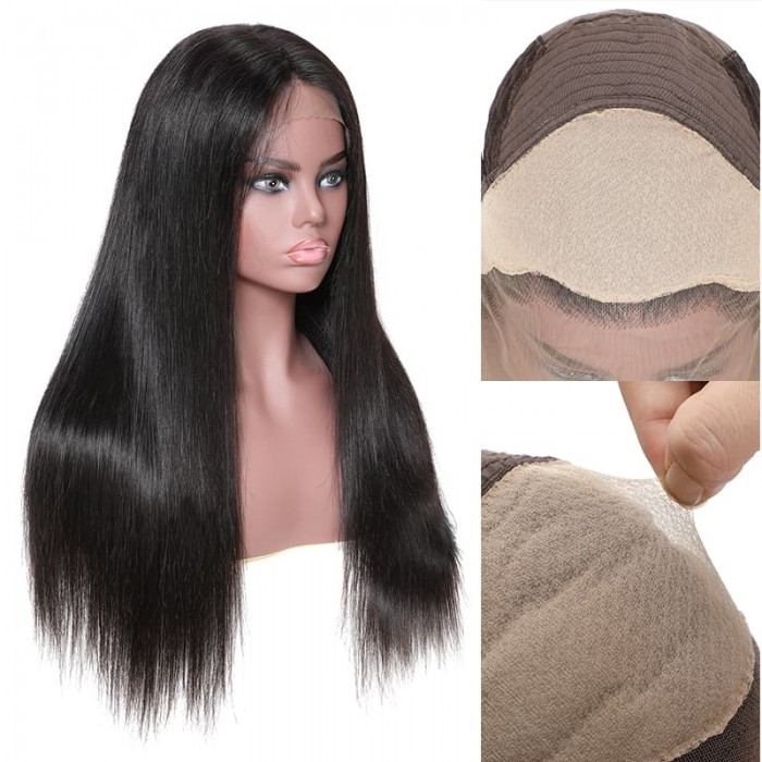 Incolorwig Fake Scalp Lace Wig 100% Human Hair 13*4 Lace Front Straight Human Hair Wigs