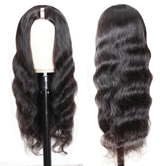 Incolorwig Natural Black Body Wave U Part Wig Fashion Glueless Human Hair Wigs 150% Density Wigs For Women