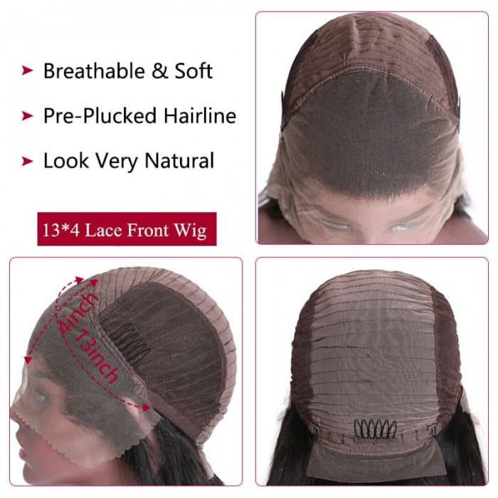 Incolorwig Body Wave Wigs 13*4 Pre-plucked Lace Front Human Hair Wig 150% Density Natural Black