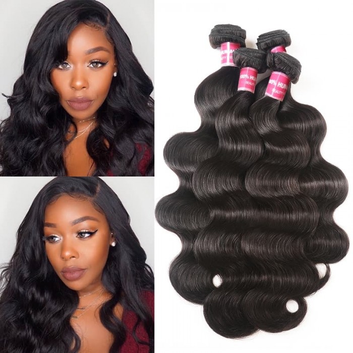 Incolorwig Brazilian Body Wave 4 Bundles Unprocessed Remy Hair Weave For Sale