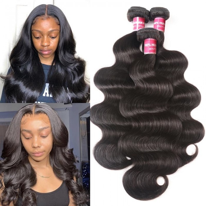 Incolorwig Brazilian Body Wave Hair 3 Bundles Natural Color Brazilian Virgin Hair Extensions