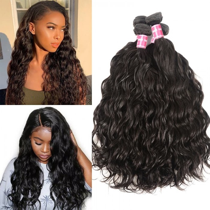 Incolorwig Hot Sale Human Hair Natural Wave 4 Bundles Virgin Remy Hair Natural Color