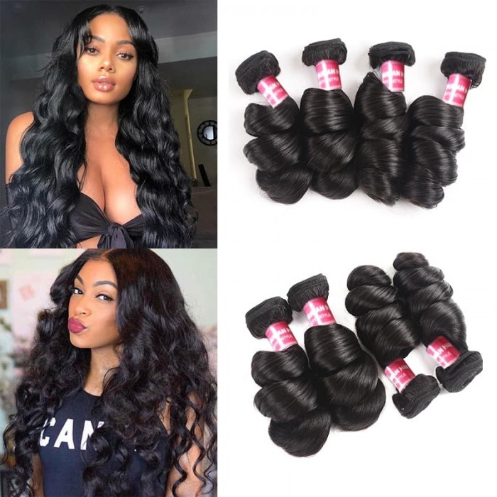 Incolorwig Best Virgin Human Hair Remy Brazilian Virgin Hair Loose Wave 4 Bundle Deals