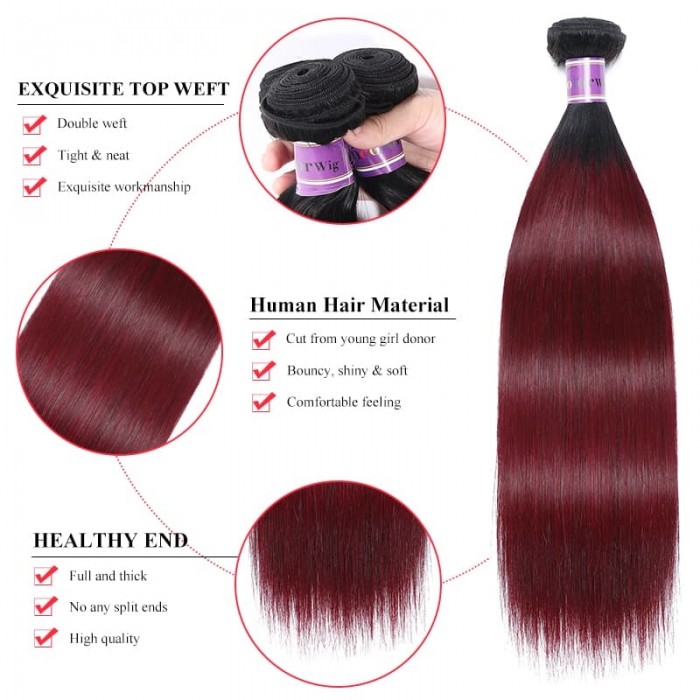 Incolorwig Virgin Brazilian 3 Bundles Human Hair New Pre-Colored  #TB99J Straight Remy Human Hair Weave