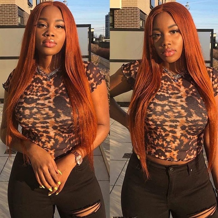 Incolorwig High Quality Ginger Color Peruvian Hair 3 Bundles #350 Ginger Straight Human Hair Weave