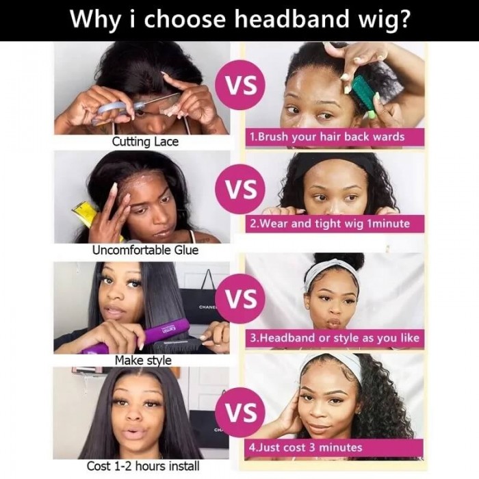 Incolorwig Popular Highlight Headband Wigs Straight Hair 100% Virgin Human Hair Wigs TL412 Straight Hair Wigs