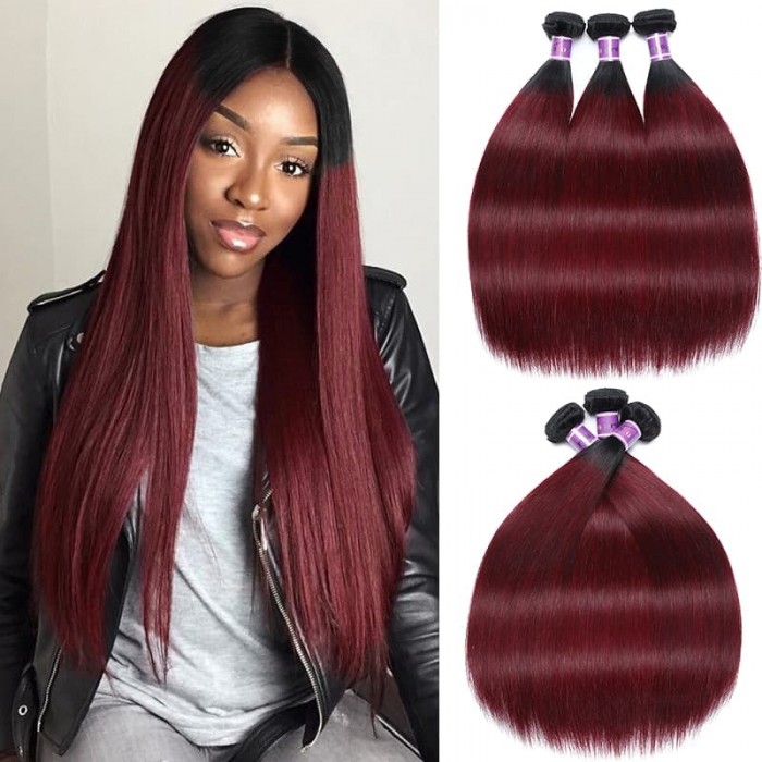 Incolorwig Virgin Brazilian 3 Bundles Human Hair New Pre-Colored  #TB99J Straight Remy Human Hair Weave