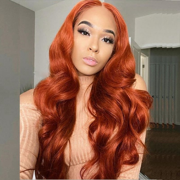 Incolorwig 100% Peruvian Human Hair Pre-colored #350 Color Ginger Weave Body Wave 4 Bundles Weave