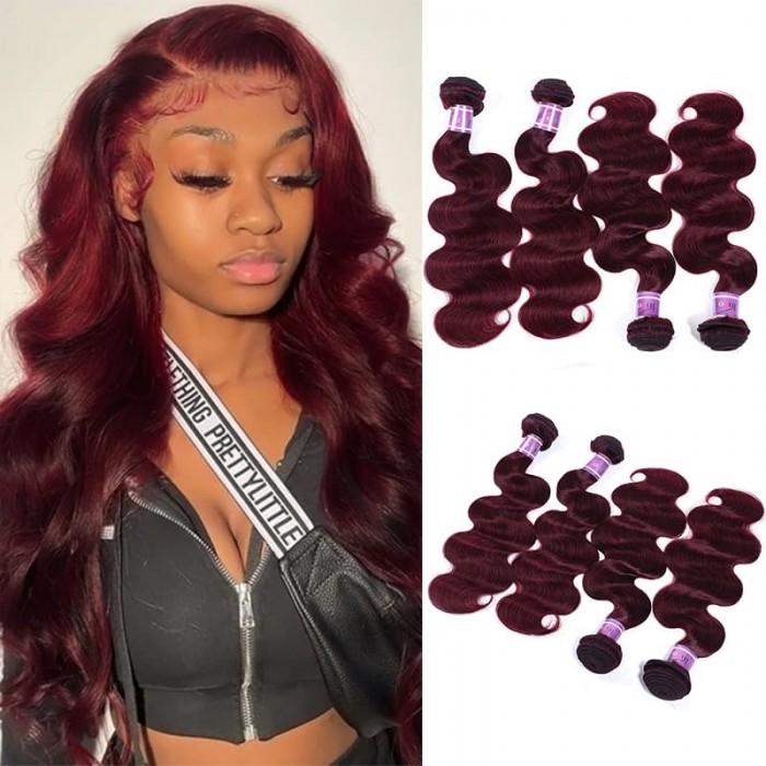 Incolorwig Peruvian Virgin Human Hair Weave 4 Bundles Deals 99J Body Wave Hair 