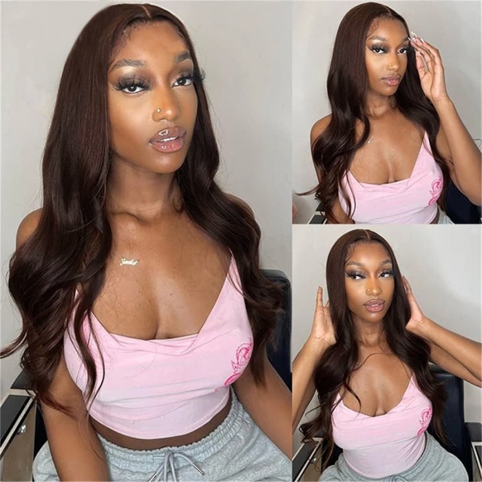 Incolorwig #2 Dark Brown Attractive 3 Bundles Body Wave Brazilian Human Hair Weave