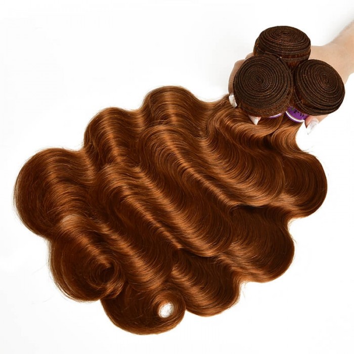 Incolorwig #30 Pure Color Body Wave 3 Bundles  Peruvian Virgin Human Hair Weave