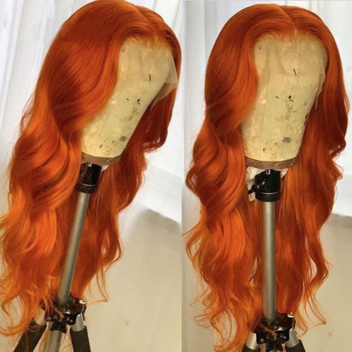 Incolorwig Ginger Orange Body Wave 13*4 Lace Front Wig Fall Color Human Hair Wigs