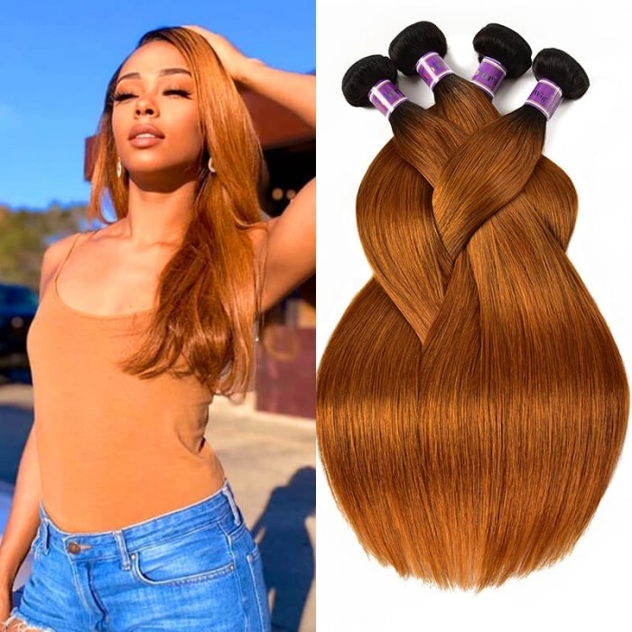 Incolorwig Quality Peruvian Human Hair 4 Bundles Deals  #TB30 Color Stragiht Human Hair Weave