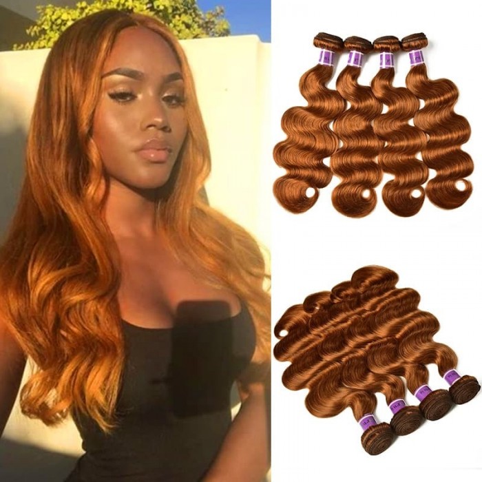 Incolorwig Virgin Peruvian #30 Dark Brown Body Wave 4 Bundles Human Hair Weave   