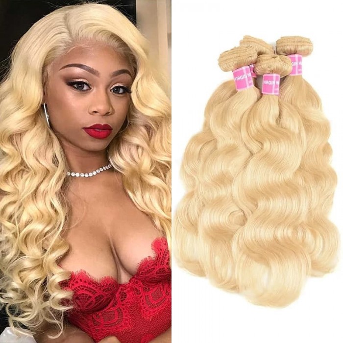 Incolorwig New Brazilian Hair #613 Blonde Body Wave Human Hair Weave 4 Bundles Deals