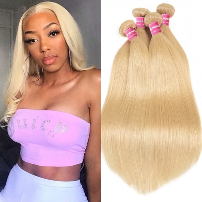 Incolorwig Salable Color #613 Blonde Straight Brazilian Hair 4 Bundles Deals Human Hair Weave