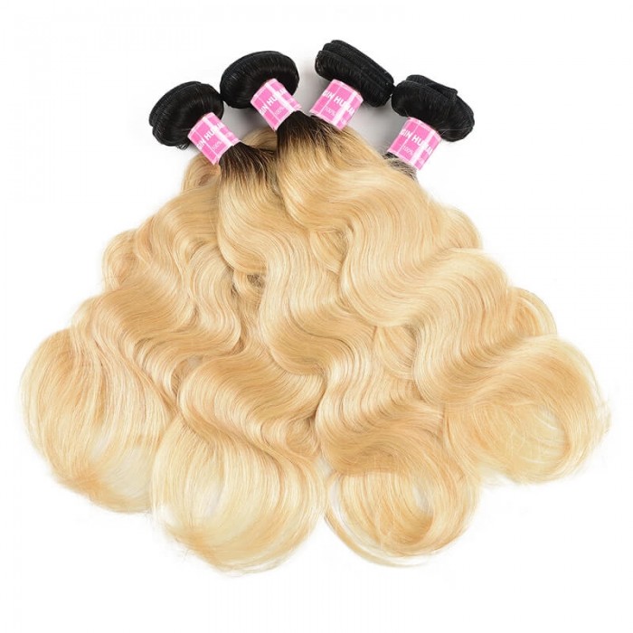 Incolorwig Quality Peruvian Human Hair #T1B613 Ombre Blonde Body Wave 4 Bundles Deals 