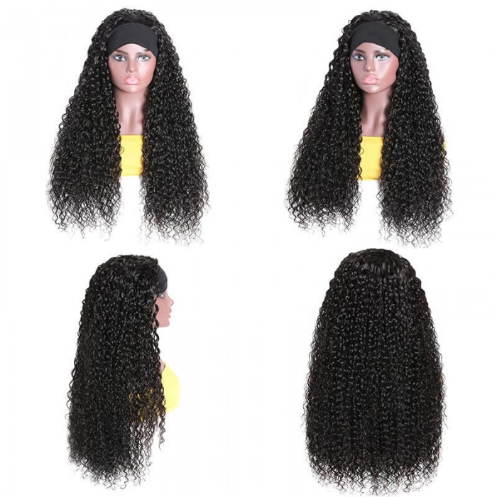 Incolorwig Superior Human Hair Wig 150% Density Jerry Curly Hair Headband Wig