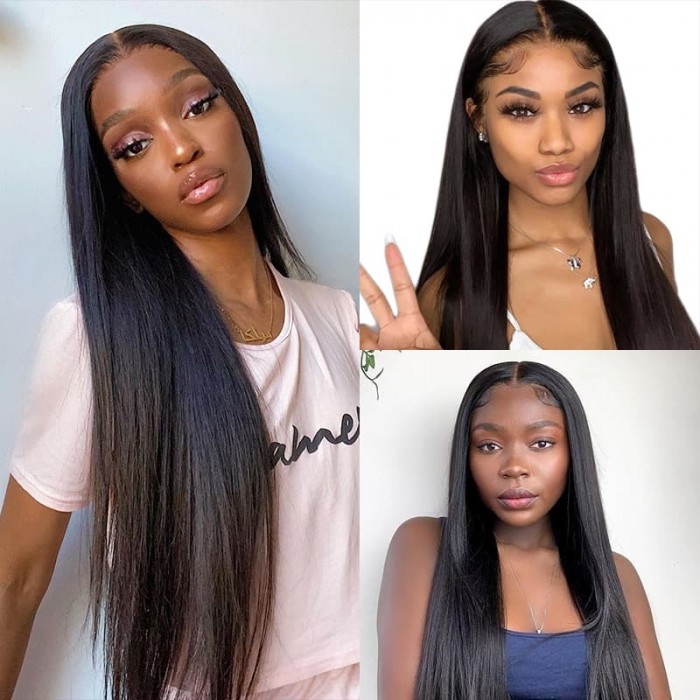 Incolorwig 150% Density Long Straight 13x4 Lace Front Wigs Virgin Human Hair Wig With Baby Hair